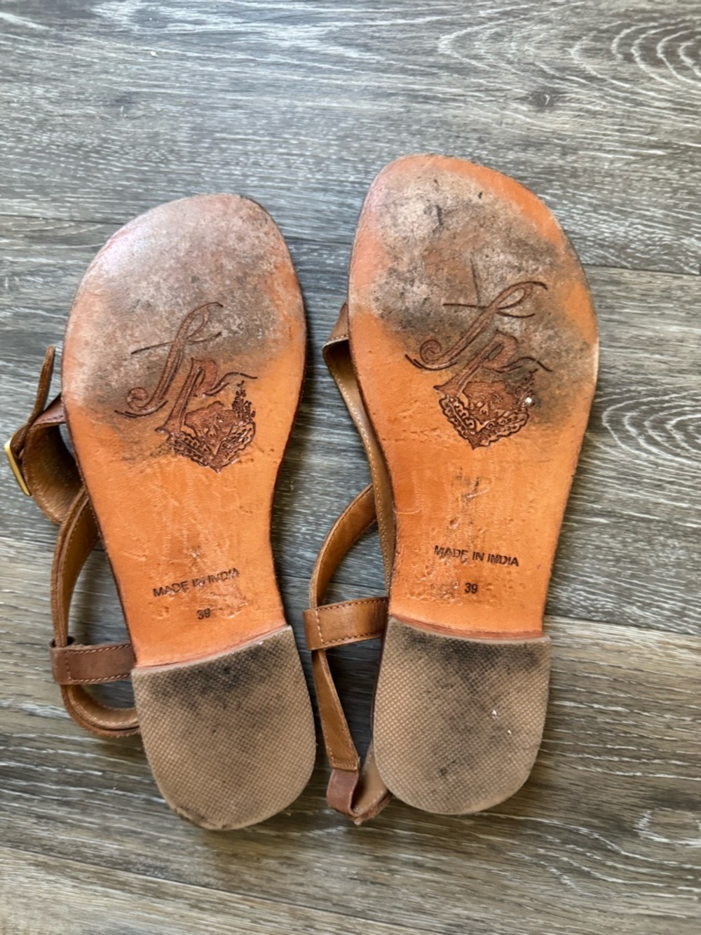 Free People La Risa flat Brown Leather Buckle Sandals - Picture 2 of 3